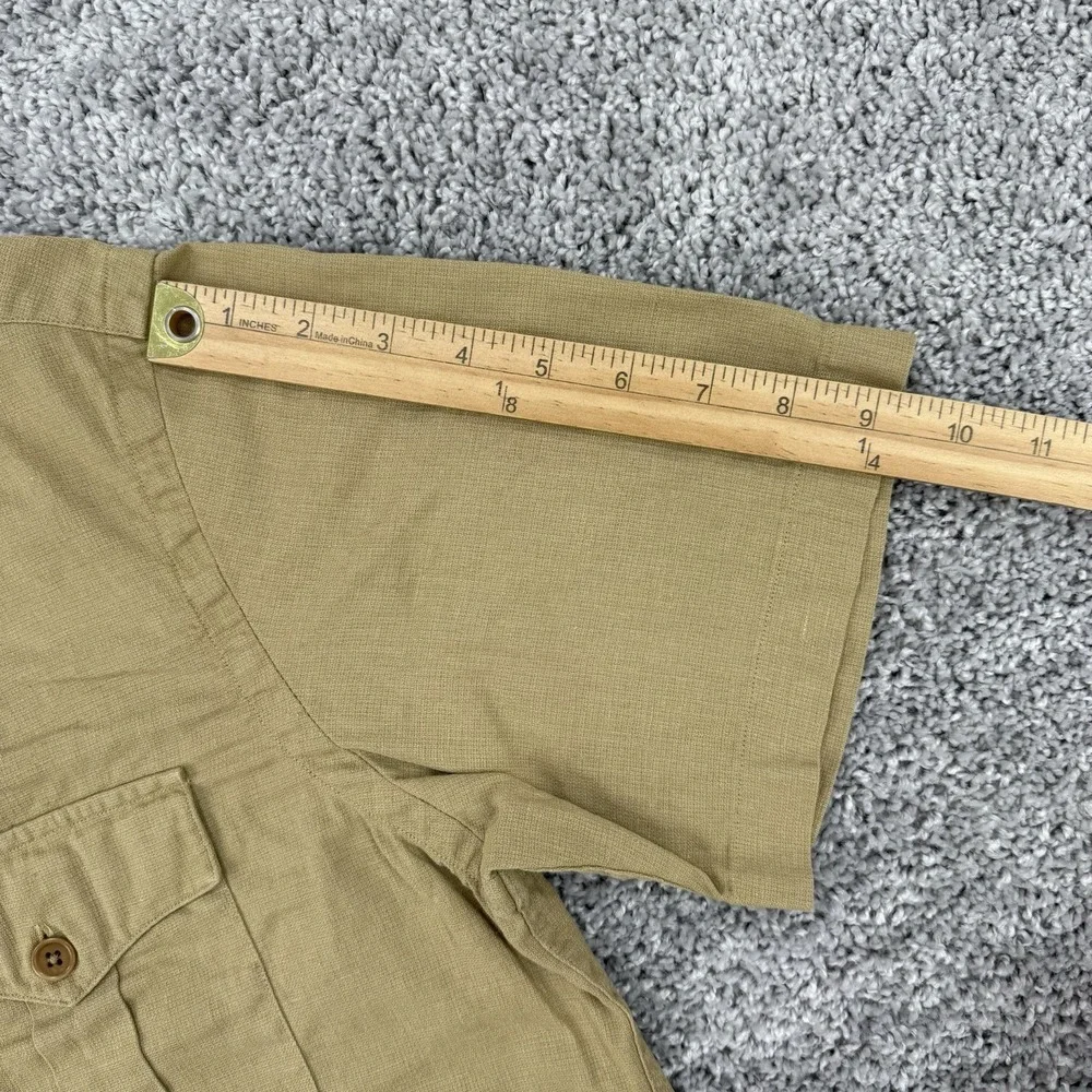 Polo Ralph Lauren Linen Shirt Mens M Khaki Field Military Short Sleeve Button Up